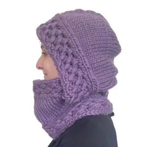 NWT The Third Piece Newbury Hand-Knit Hooded Cowl in Wisteria Purple